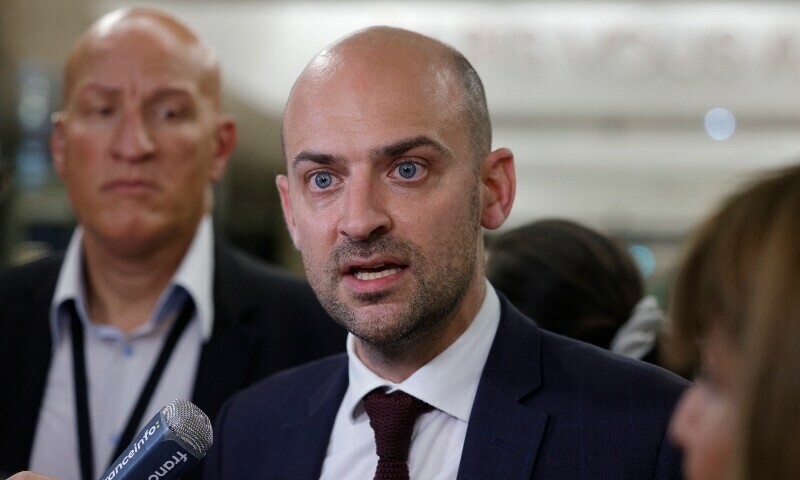France’s Minister for Europe and Foreign Affairs Jean-Noel Barrot speaks to reporters at Paris-Orly airport, in Orly, south of Paris, early on June 23. — AFP