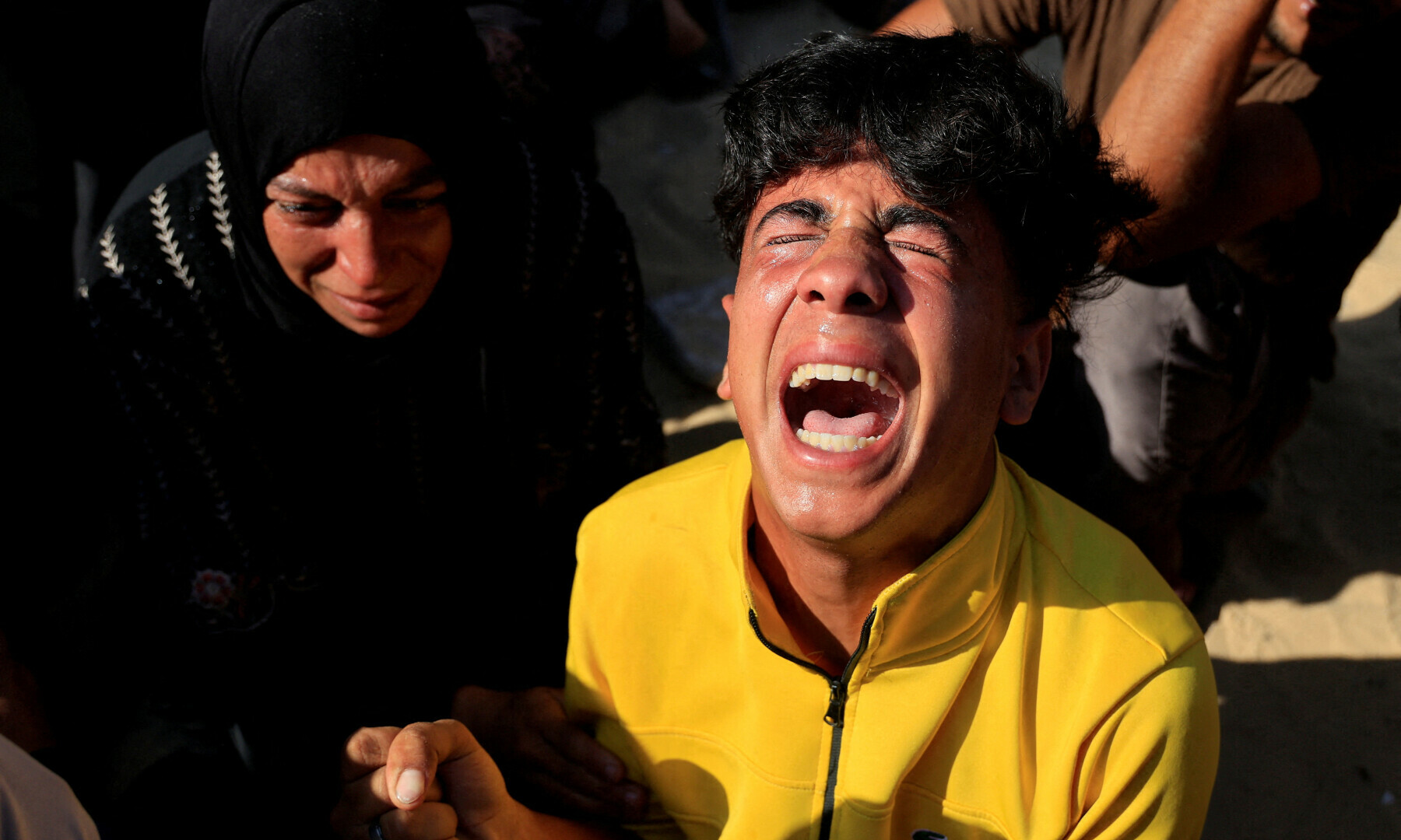 Mourners react during the funeral of Palestinians killed in an overnight Israeli strike on a tent, according to Gaza&rsquo;s health ministry, at Nasser Hospital in Khan Younis, southern Gaza Strip, June 29. &mdash; Reuters