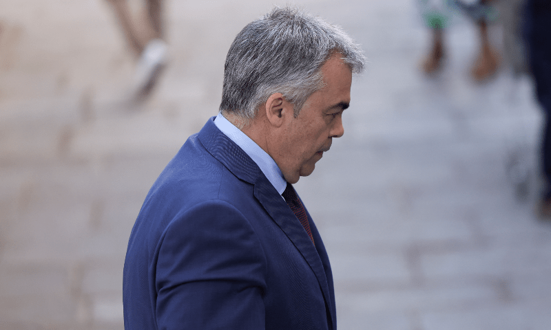 Former Spanish Socialist lawmaker Santos Cerdan arrives to testify before a Supreme Court investigating judge in an alleged corruption case affecting the ruling Socialist Party in Madrid, Spain on June 30, 2025. &mdash;Reuters