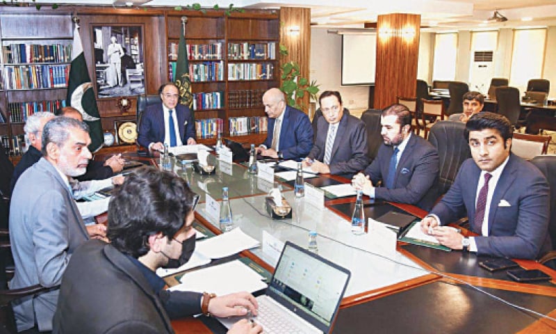 Finance Minister Muhammad Aurangzeb chairs the Pakistan Crypto Council meeting on Monday.—APP