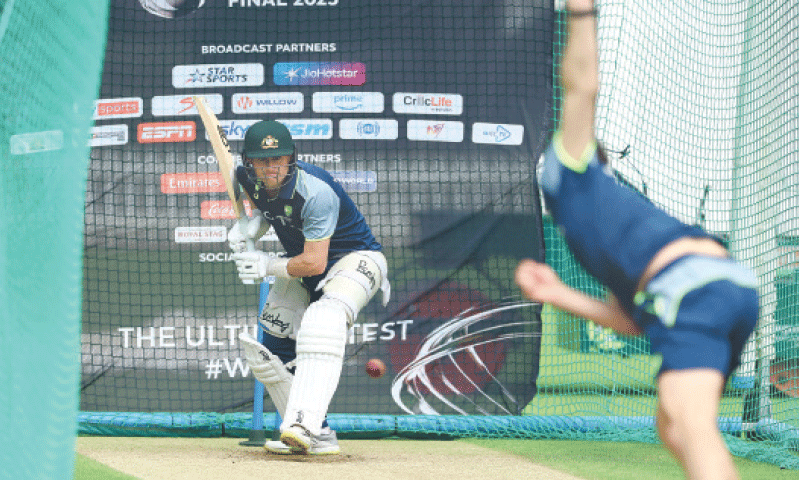 LONDON: Australia&rsquo;s Marnus Labuschagne in action during a net practice session at Lord&rsquo;s on Monday.&mdash;Reuters
