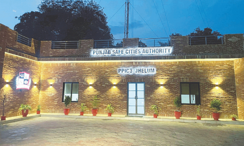 An outer view of Punjab Safe Cities Authority establised in Jhelum city.