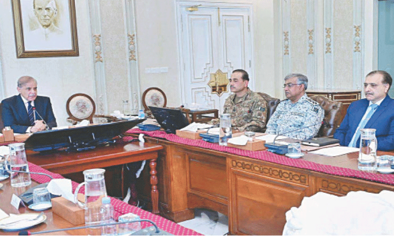 Prime Minister Shehbaz Sharif chairs the National Security Committee meeting.—APP