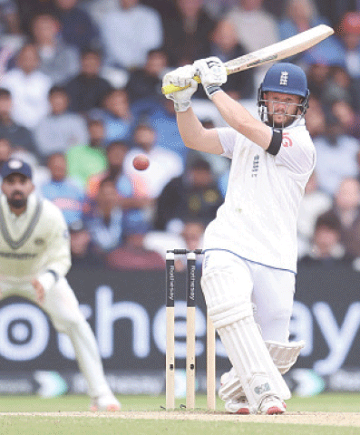 ENGLAND opener Ben Duckett plays a shot during the first Test against India at Headingley on Tuesday.—Reuters