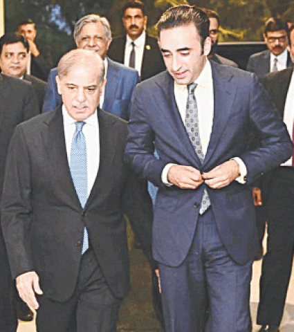  PPP Chairman Bilawal Bhutto-Zardari calls on Prime Minister Shehbaz Sharif.—APP 