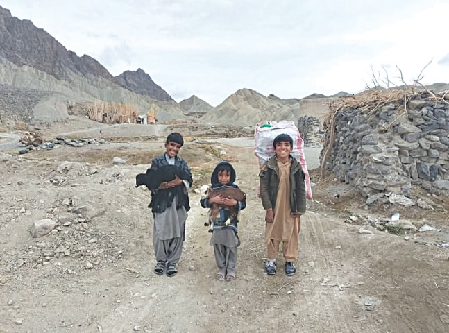  Children with their baby goats in the Kachao area of Balochistan, where tube wells are being installed for the Reko Diq project | Kazim Baloch 