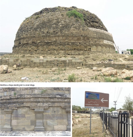 Arches and stones in the lower part of the stupa remind of the work carried out during the British era over a century ago.