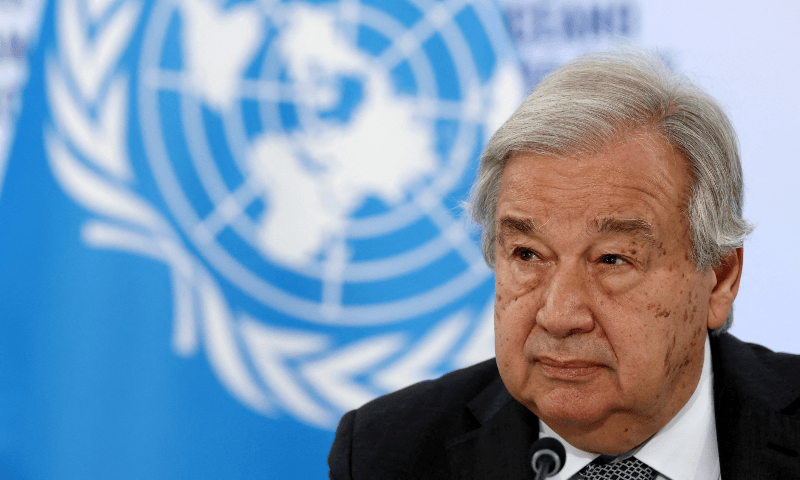 UN Secretary-General Antonio Guterres attends a press briefing during the third United Nations Ocean Conference (UNOC3) at the Centre des Expositions conference centre in Nice, France on June 10, 2025. — Reuters