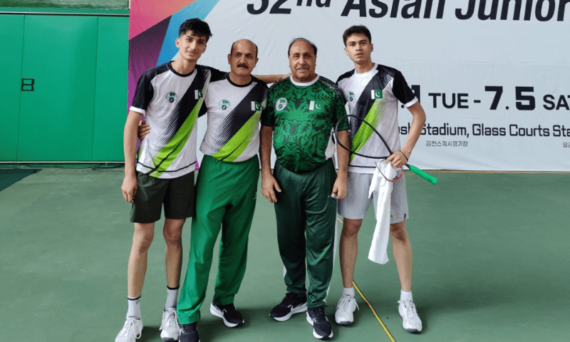 Pakistan at  the 32nd Asian Junior Squash Championships in Gimcheon, South Korea. — Photo via X/@paksquash
