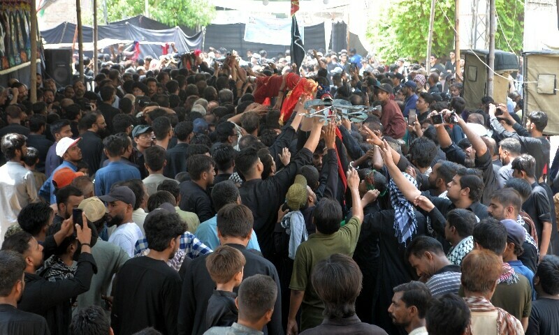 Mourners participate in a Muharram 9 procession, Hyderabad, July 5. — Photo by Umair Ali