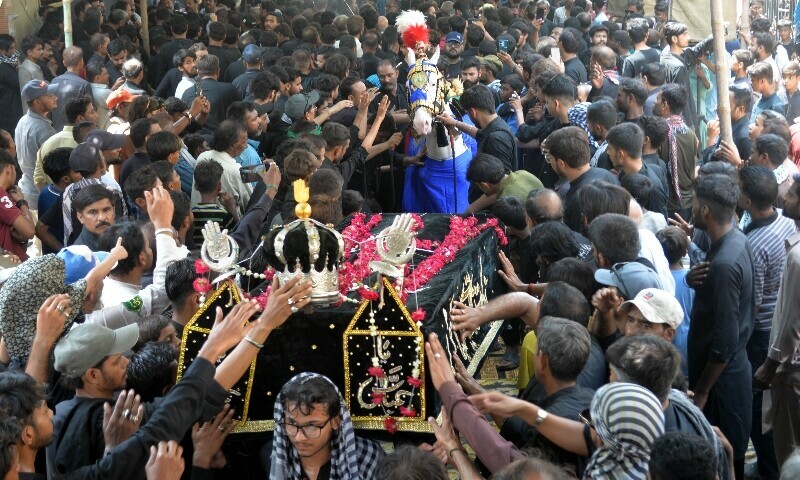Mourners participate in a Muharram 9 procession, Hyderabad, July 5. — Photo by Umair Ali