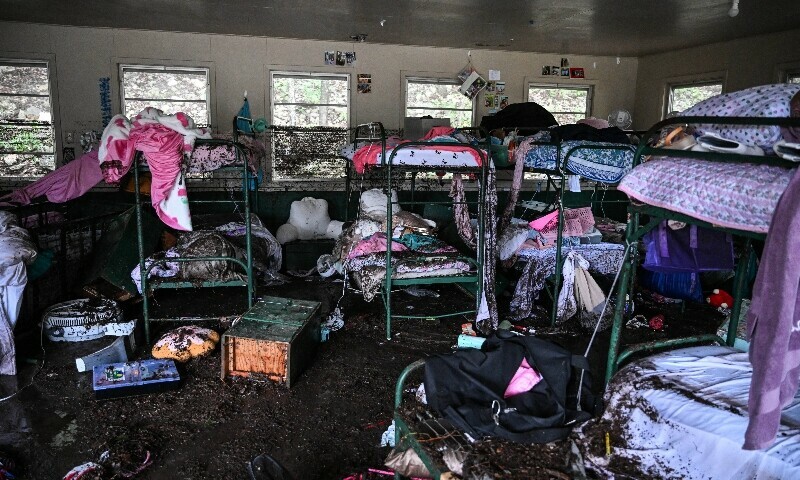 A view inside of a cabin at Camp Mystic, the site of where at least 20 girls went missing after flash flooding in Hunt, Texas, on July 5. — AFP