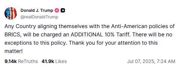 Screengrab from Truth Social/@realDonaldTrump