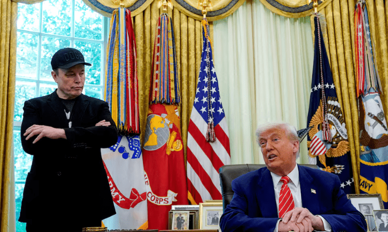 US President Donald Trump and Elon Musk attend a press conference in the Oval Office of the White House in Washington, DC, US on May 30, 2025. — Reuters/File Photo