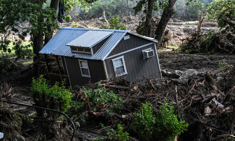 A damaged house is seen near the Guadalupe River in Hunt, Texas, US, July 8. — AFP