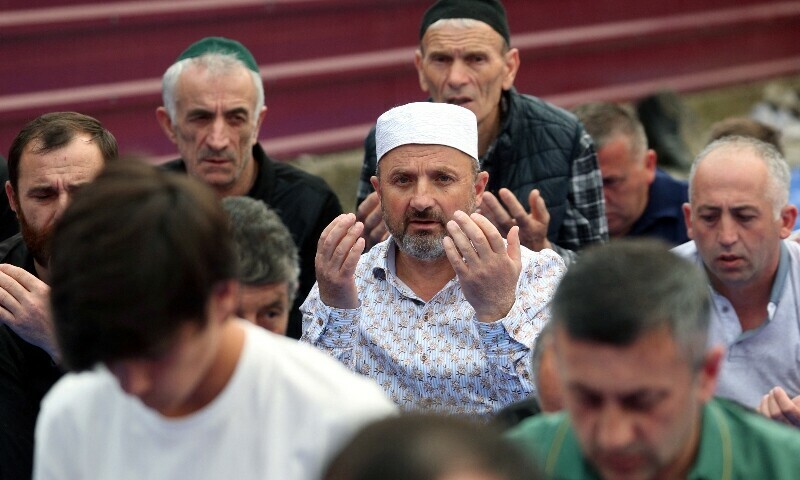 Worshipers attend a mass prayer on the first day of Kurban Bayram, also known as Eidul Azha, in a mosque in Batumi, Georgia June 6. — Reuters