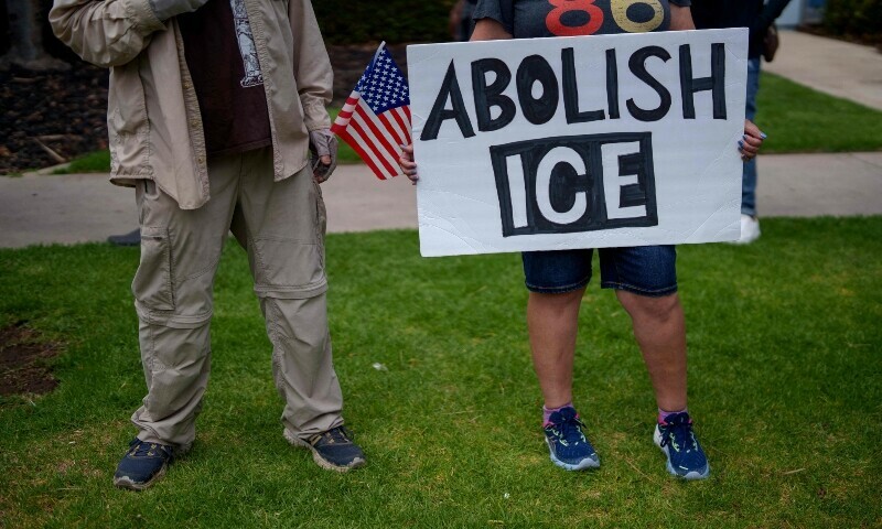 People attend a rally and march on July 11, 2025 in Oxnard, California. — AFP