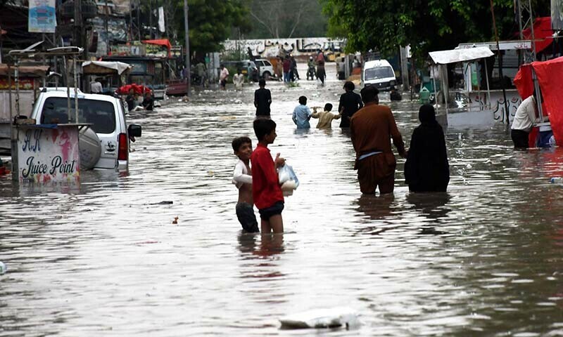 A view of rain in Hyderabad’s Latifabad area on July 14. — Umair Ali