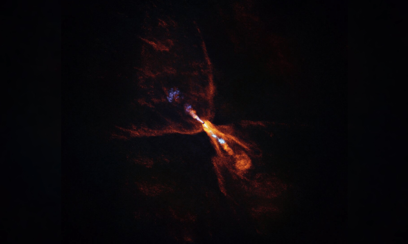 This handout image released by the European Southern Observatory (ESO) on July 16 and taken with the Atacama Large Millimetre/submillimetre Array (ALMA) shows HOPS-315, a baby star where astronomers have observed evidence for the earliest stages of planet formation. — AFP