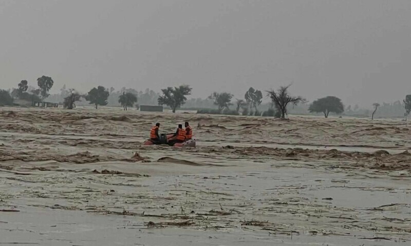 Operations are underway to rescue citizens trapped in flooded areas in Jhelum.— Photo via Imran Gabol