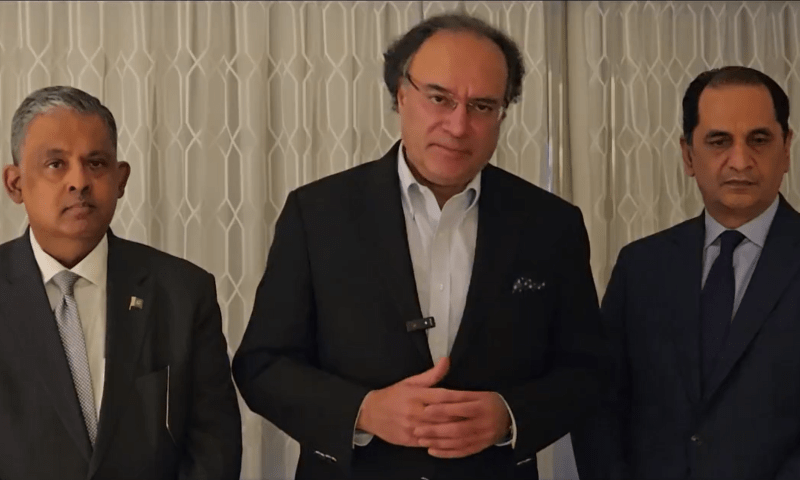 Finance Minister Muhammad Aurangzeb speaks in a video statement issued after meeting with US officials in Washington on July 18, 2025 as part of a round of trade talks. — screengrab via X/RadioPakistan