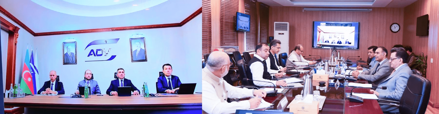 Pakistani delegation, led by Minister of State for Railways and Finance Bilal Azhar Kayani, and Azerbaijani team discuss the launch of two freight train services in a video conference on July 19, 2025. — PID Pakistani delegation, led by Minister of State for Railways and Finance Bilal Azhar Kayani, and Azerbaijani team discuss the launch of two freight train services in a video conference on July 19, 2025. — PID