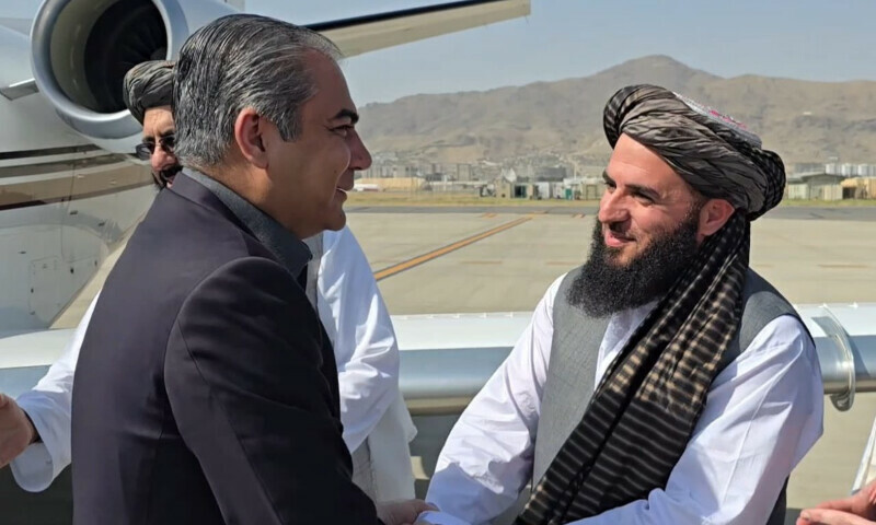 Interior Minister Mohsin Naqvi is recieved by Afghan officials in Kabul, Afghanistan on July 20. — X/AmbassadorSadiq