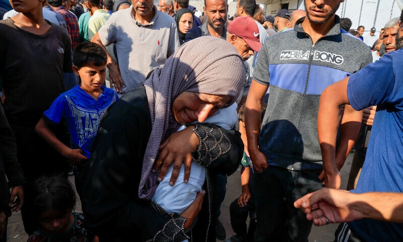 Palestinian mother Alaa Al-Najjar mourns her three-month-old baby Yehia, who died due to malnutrition amid a hunger crisis, according to medics, at Nasser Hospital in Khan Younis, in the southern Gaza Strip on July 20. — Reuters