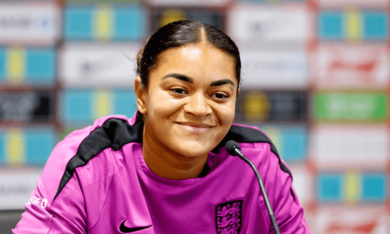 England&rsquo;s Jess Carter during the press conference after a Women&rsquo;s International Friendly at St. George&rsquo;s Park, Burton upon Trent, Britain on June 28, 2025. &mdash; Action Images via Reuters/File
