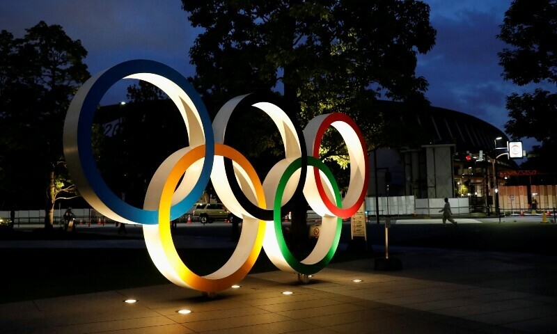 The Olympic Rings monument is seen outside the Japan Olympic Committee (JOC) headquarters near the National Stadium in Tokyo, Japan June 23, 2021. &mdash; Reuters/File