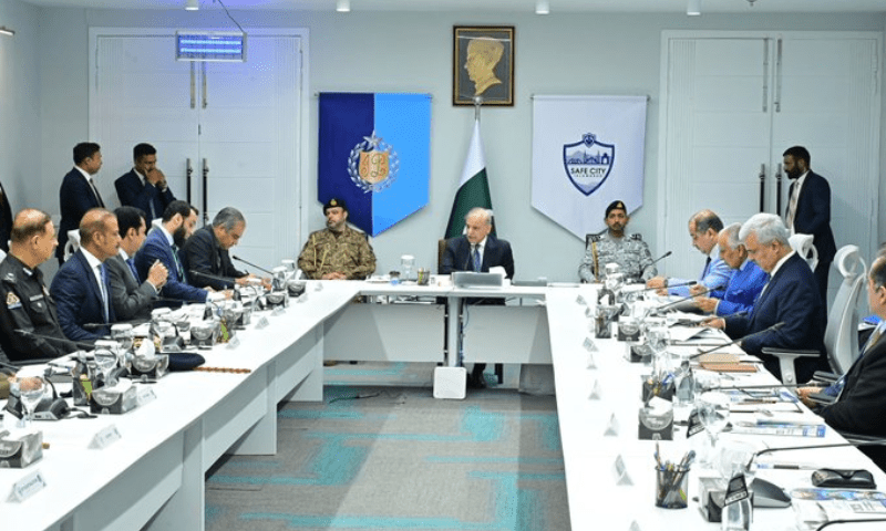 Prime Minister Sheh&shy;baz Sharif a meeting on Tuesday regarding security arrangements for Chinese citizens in Pakistan. &mdash; Photo via X/@ShehbazDigital