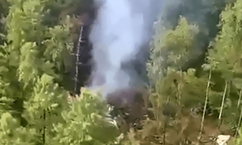 This video grab from a handout footage released by the Eastern Interregional Directorate for Transport of the Russian Investigative Committee on July 24, 2025, shows an aerial view of the crash site of the Antonov AN-24 passenger plane outside the town of Tynda in Russia&rsquo;s far eastern Amur region. &mdash; Handout/Investigative Committee of Russia via AFP