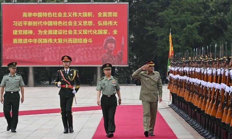 Chief of Army Staff Field Marshal Asim Munir presented with a guard of honour during his visit to China on July 25. &mdash; ISPR
