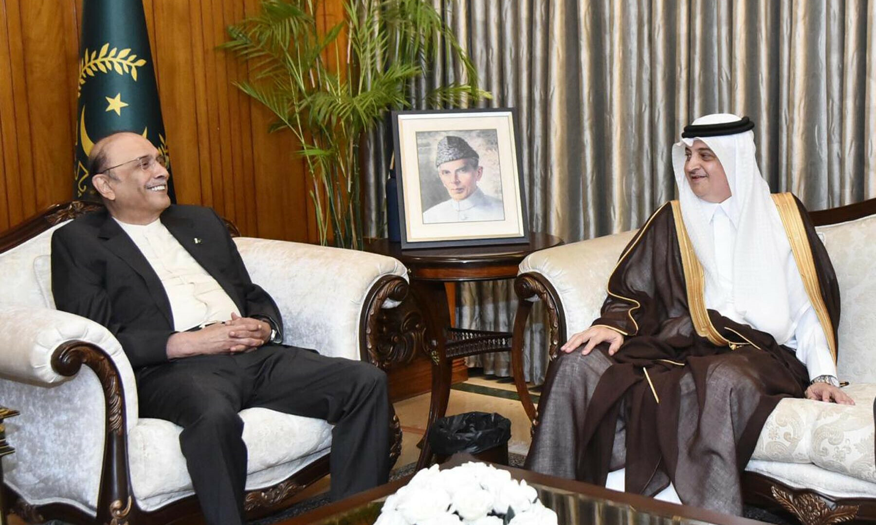 President Asif Zardari meets with Saudi Ambassador Nawaf bin Saeed Ahmed Al-Malki at President House on July 25, 2025. — PID