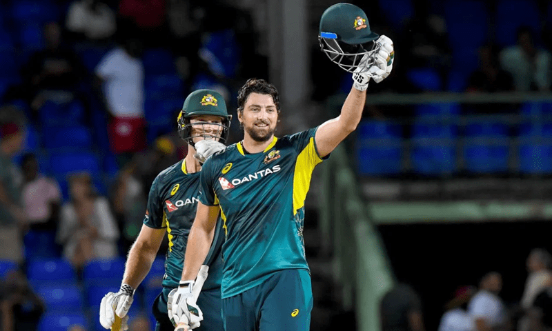 ٹم ڈیوڈ اور مچل اووین کے درمیان پانچویں وکٹ کے لیے 128 رنز کی شاندار شراکت قائم ہوئی — فوٹو: کرک انفو ٹم ڈیوڈ اور مچل اووین کے درمیان پانچویں وکٹ کے لیے 128 رنز کی شاندار شراکت قائم ہوئی — فوٹو: کرک انفو