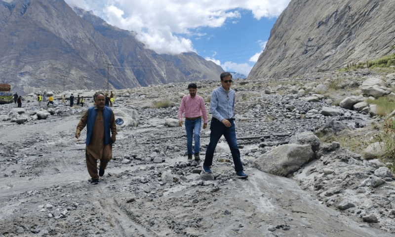 Baltistan Commissioner Kamal Khan visits Kundus valley in Ghanche where 50 homes were damaged. &mdash; Photo via author