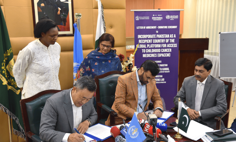 Pakistan signs agreement with WHO to access free cancer medicines for 8000 children annually,  becoming the second country in the region to join the Global Platform for Access to Childhood Cancer Medicines. — Photo via X/@WHOPakistan
