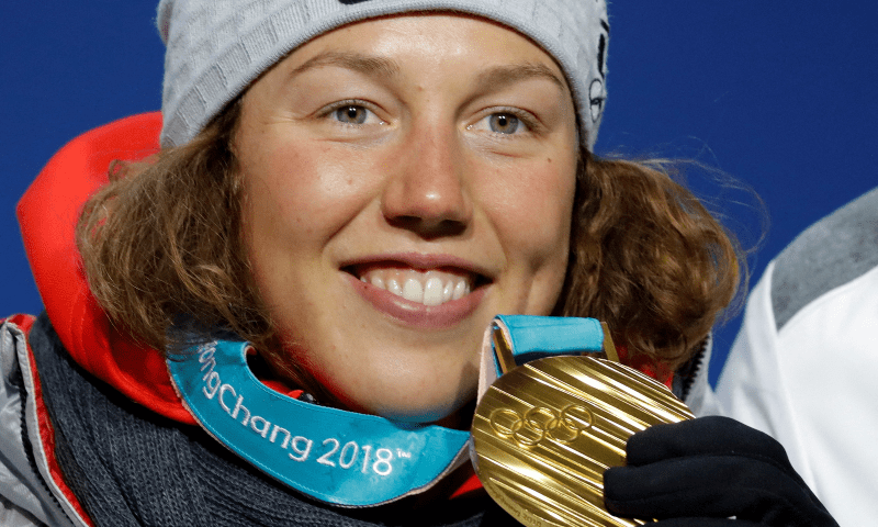 Gold medallist Laura Dahlmeier of Germany on the podium during the Pyeongchang 2018 Winter Olympics women’s 10km pursuit medals ceremony in Pyeongchang, South Korea on February 13, 2018. — Reuters/File