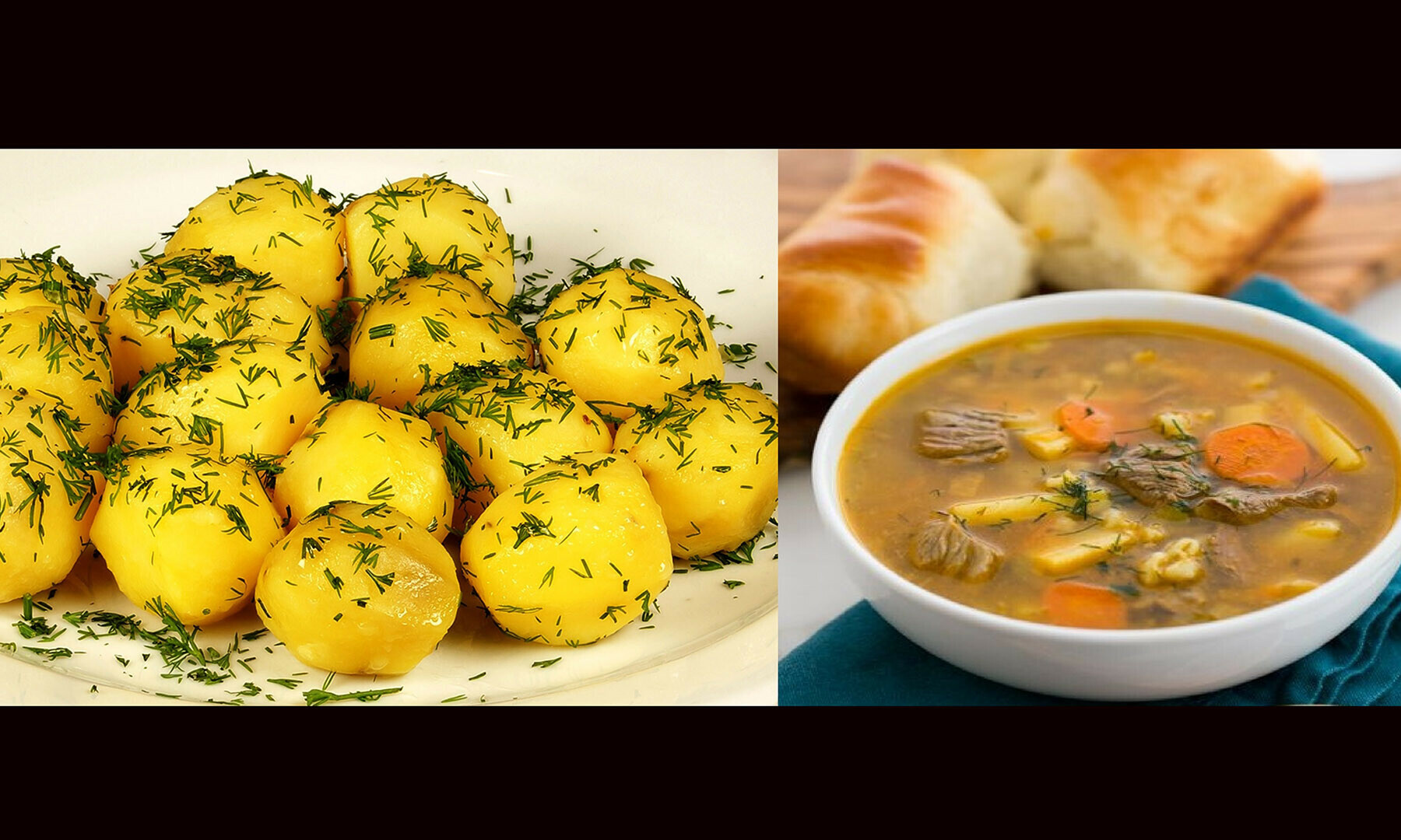 روایتی روسی سوپ راسولنک اور اوتوارنوی کارتوفل (ابلے ہوئے آلو)