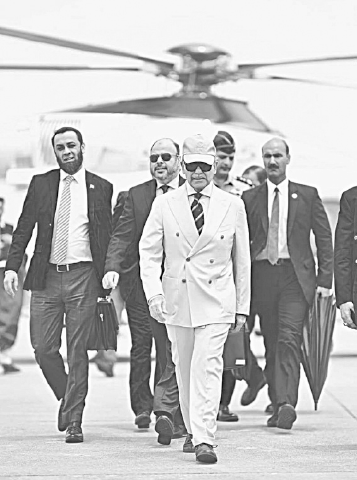 PRIME Minister Shehbaz Sharif arrives at the Islamabad airport before his departure to Azerbaijan&mdash;APP