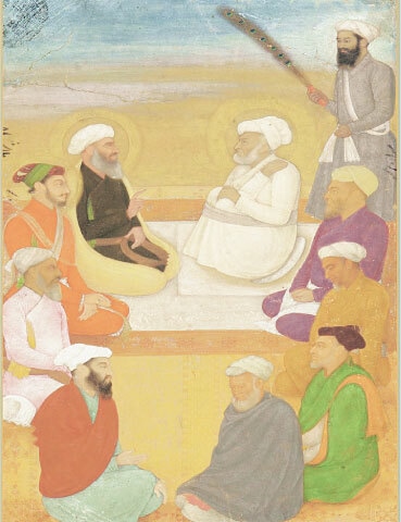 A miniature painting depicting Mian Mir Lahori sitting with Mullah Shah Badakhshi and Prince Dara Shikoh | Smithsonian