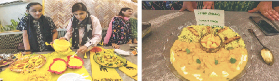 Besides adding flavour to their entrees, the contestants also focused on presentation. One contestant especially bought mango-shaped dishes to make her plating more pleasing to the eyes. (Right) An unlikely but flavoursome combination of chicken mango curry with lemon rice.—Fahim Siddiqi / White Star
