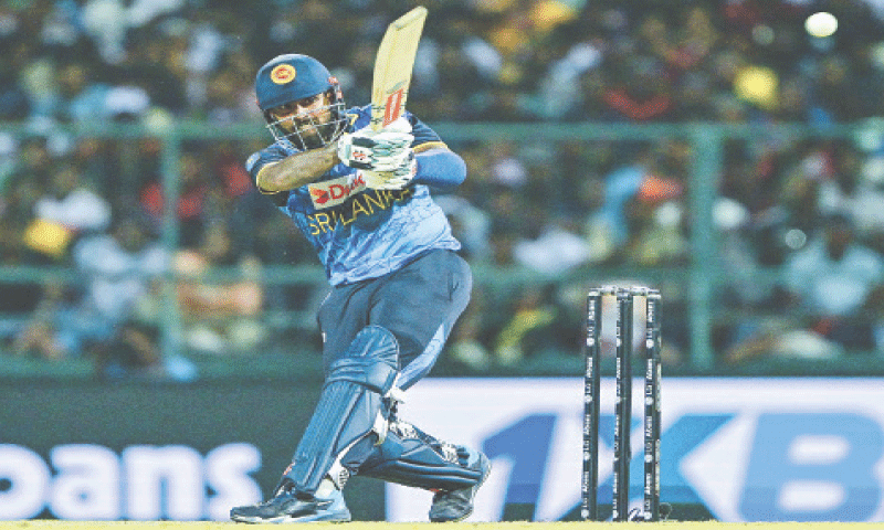 SRI LANKAN opener Kusal Mendis plays a shot during the first Twenty20 international against Bangladesh at the Pallekele International Cricket Stadium on Thursday.&mdash;AFP