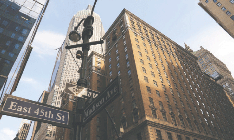 A view of the Roosevelt Hotel in midtown Manhattan, one of Pakistan’s most valuable foreign assets. The government has appointed Jones Lang LaSalle to manage the transaction, which is expected to conclude 
within six to nine months.—Reuters