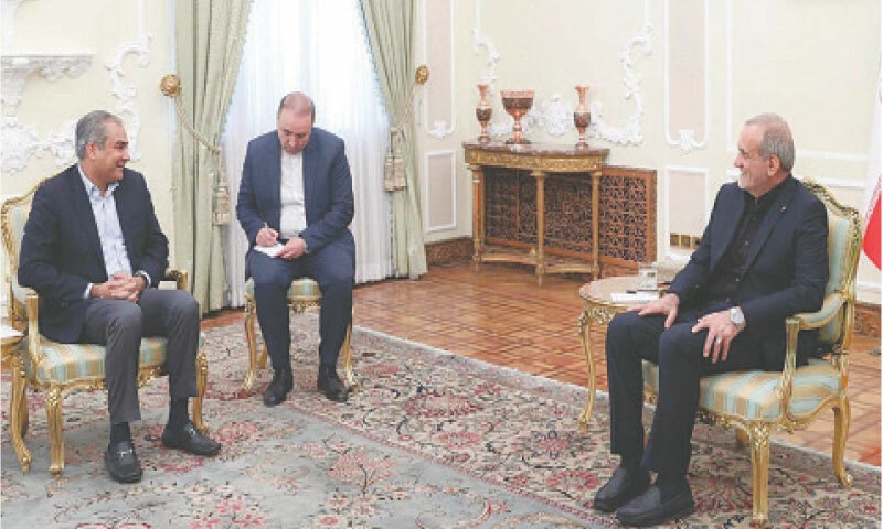 TEHRAN: Iranian President Masoud Pezeshkian exchanges views with Interior Minister Mohsin Naqvi.—PPI TEHRAN: Iranian President Masoud Pezeshkian exchanges views with Interior Minister Mohsin Naqvi.—PPI