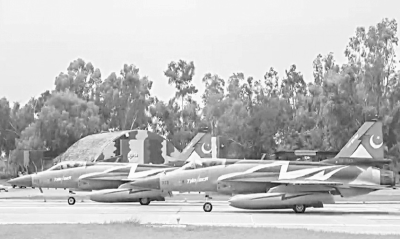 THE JF-17 Thunder aircraft will participate in the Royal International Air Tattoo,
two months after they gained spotlight following Pakistan&rsquo;s conflict with India.
&mdash;Courtesy Pakistan Air Force