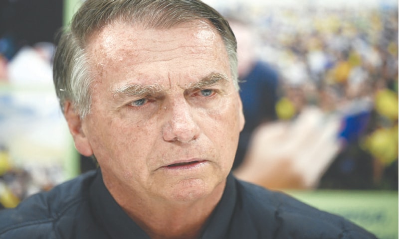 FORMER Brazilian president Jair Bolsonaro gives an interview in Brasilia on Friday.&mdash;Reuters