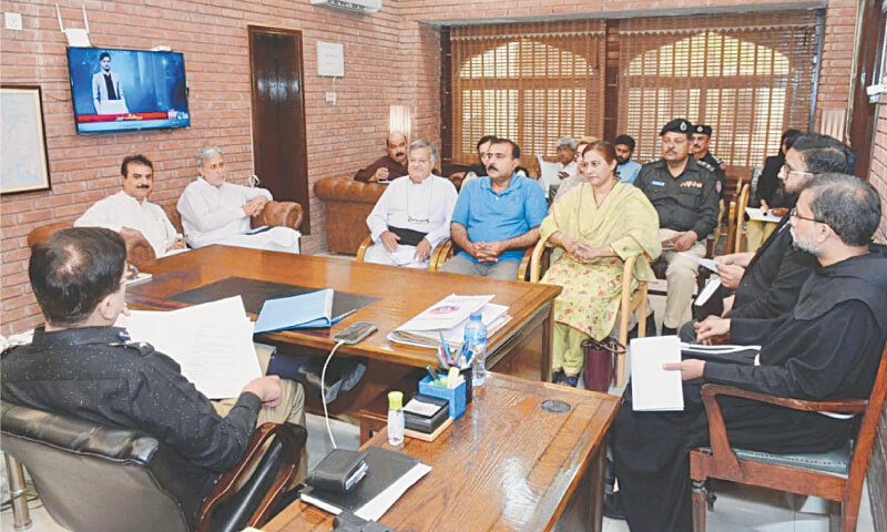 Members of the local district peace committee during their quarterly meeting with the senior superintendent of police in Hyderabad at his office on April 10, 2025 | Photo courtesy the writer