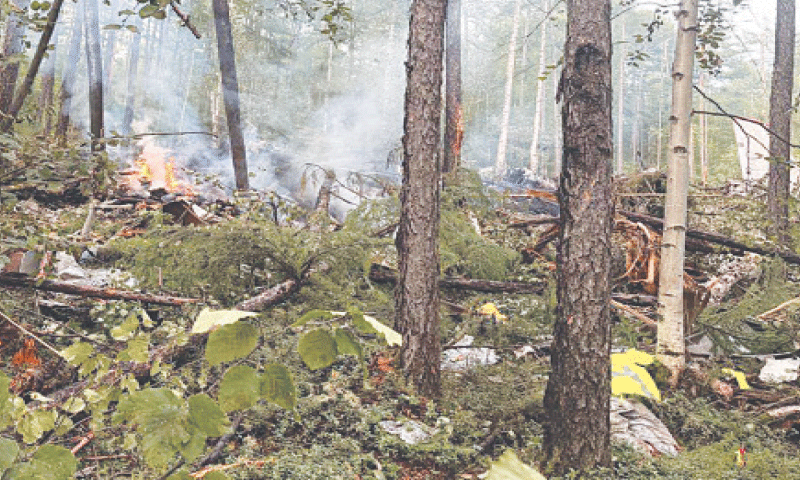 THE crash site of the Antonov AN-24 passenger plane outside Tynda, a town in Russia’s far eastern Amur region.—AFP THE crash site of the Antonov AN-24 passenger plane outside Tynda, a town in Russia’s far eastern Amur region.—AFP