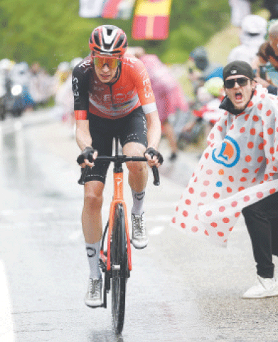 INEOS Grenadiers’ Thymen Arensman of the Netherlands in action during the 19th stage of the Tour de France, from Albertville to La Plagne, on Friday.—Reuters
